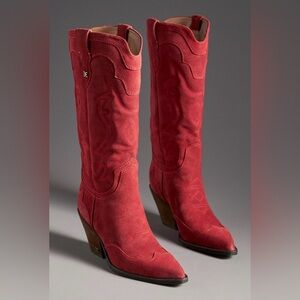 Sam Edelman Red Suede Heeled Cowboy Boots